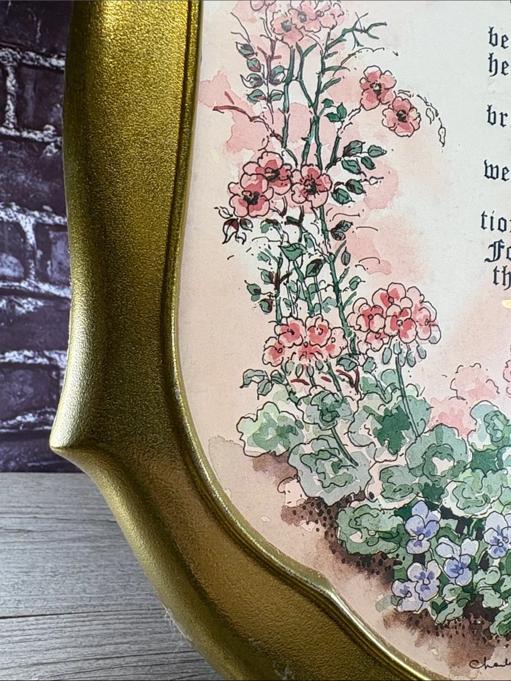 Vintage Oval Framed Wall Hanging 